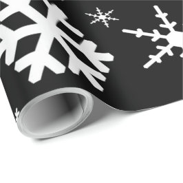 Snowflakes Black Cadeaupapier