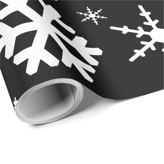 Snowflakes Black Cadeaupapier (Rol Hoek)