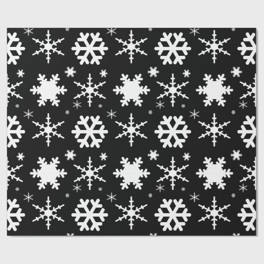 Snowflakes Black Cadeaupapier (Vlak)