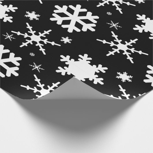 Snowflakes Black Cadeaupapier (Hoek)