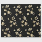Snowflakes Black Gold Snowflake Winter Xmas Cadeaupapier (Vlak)