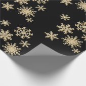 Snowflakes Black Gold Snowflake Winter Xmas Cadeaupapier (Hoek)