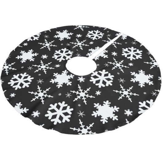 Snowflakes Black Kerstboom Rok (Gekanteld)