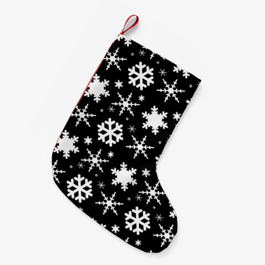 Snowflakes Black Kleine Kerstsok (Voorkant (Hangend))