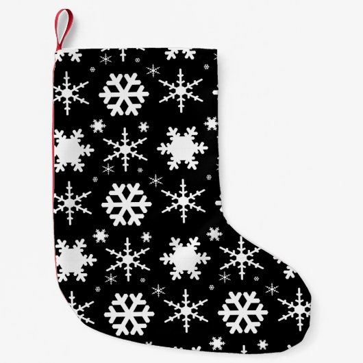 Snowflakes Black Kleine Kerstsok (Voorkant)