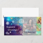 SNOWFLAKES, blauw, groen, wit, geel Feestdagenkaart (Voorkant / Achterkant)