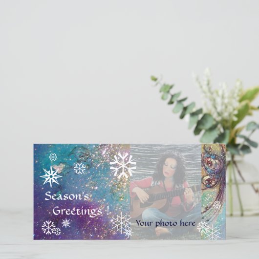 SNOWFLAKES, blauw, groen, wit, geel Feestdagenkaart (Staand voorkant)