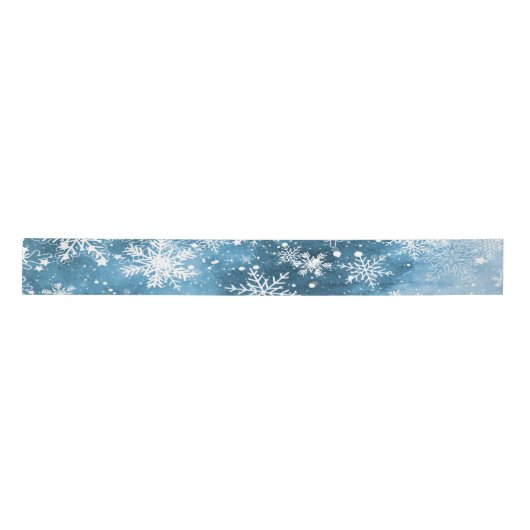 Snowflakes, blauw, kerst satijnen lint (Voorkant)