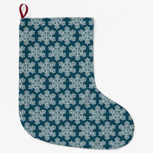 Snowflakes blauw wit grote kerstsok