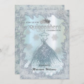 Snowflakes blauwe jurk ombre tiara Quinceañera Kaart (Voorkant / Achterkant)