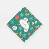 Snowflakes Blauwgroen Monogram Pattern Kerstfeest Servet (Hoek)