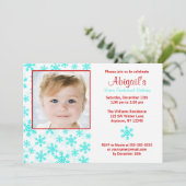 Snowflakes Blauwgroen Red Winter Onederland Birthd Kaart (Staand voorkant)