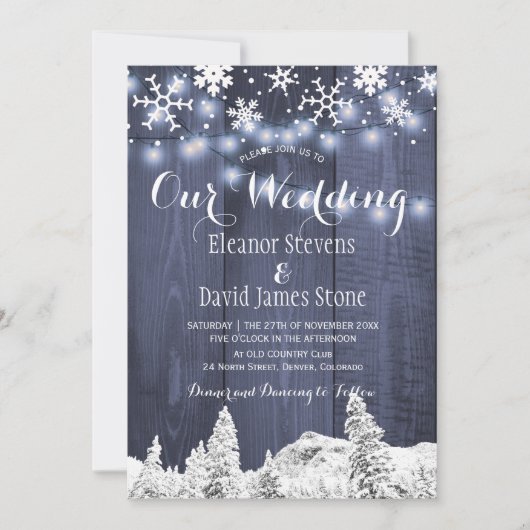 Snowflakes blazen winterwonderland bruiloft kaart (Voorkant)