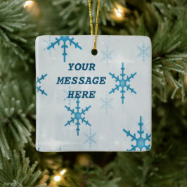 Snowflakes Bling Square Keramisch Ornament