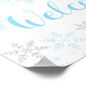 Snowflakes Blue Baby Shower Welkomstbord Poster (Hoek)