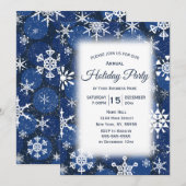 Snowflakes Blue Business Corporate Holiday Party Kaart (Voorkant / Achterkant)