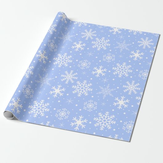 Snowflakes Blue Cadeaupapier (Uitgerold)