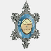 Snowflakes Blue Diamond 10th Wedding Jubileum Tin Sneeuwvlok Ornament (Links)