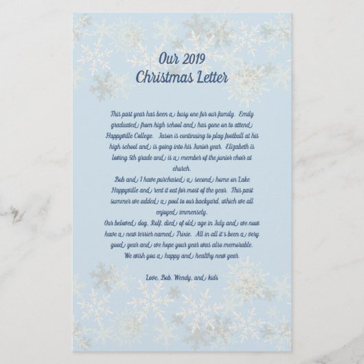 Snowflakes Blue Family-kerstbriefpapier Briefpapier (Voorkant)