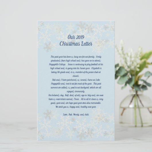Snowflakes Blue Family-kerstbriefpapier Briefpapier (Staand voorkant)