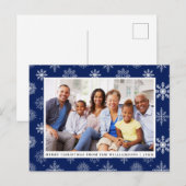Snowflakes Blue Feestdagenkaart (Voorkant / Achterkant)