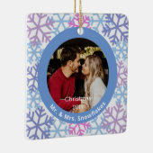 Snowflakes Blue Fotokerstversiering Keramisch Ornament (Rechts)