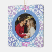 Snowflakes Blue Fotokerstversiering Keramisch Ornament (Links)