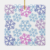 Snowflakes Blue Fotokerstversiering Keramisch Ornament (Achterkant)