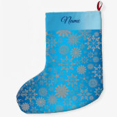 Snowflakes Blue Holiday Stocking Grote Kerstsok (Achterkant)