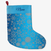 Snowflakes Blue Holiday Stocking Grote Kerstsok (Voorkant)