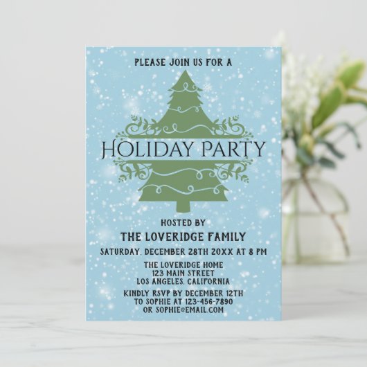 Snowflakes Blue Kaart (Staand voorkant)