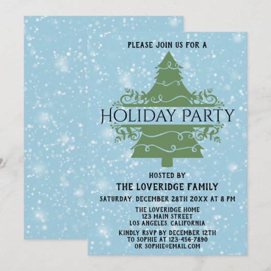 Snowflakes Blue Kaart (Voorkant / Achterkant)