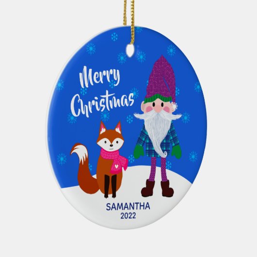 Snowflakes Blue Keramisch Ornament (Rechts)