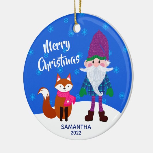 Snowflakes Blue Keramisch Ornament (Links)