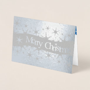 Snowflakes Blue Merry Kerstmis - Silver Foil Card Folie Kaarten
