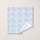 Snowflakes Blue Paars Cute Winter Ice Snow Bad Handdoek (Wasdoekje)