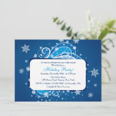 Snowflakes Blue Party-uitnodiging Kaart (Staand voorkant)