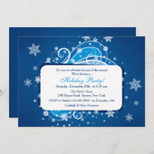 Snowflakes Blue Party-uitnodiging Kaart (Voorkant / Achterkant)