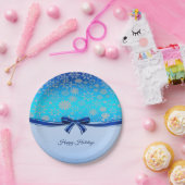 Snowflakes Blue Ribbon Holiday Paper Bord (Feest)