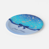 Snowflakes Blue Ribbon Holiday Paper Bord (Gekanteld)