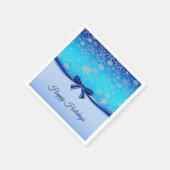 Snowflakes Blue Ribbon Holiday Paper Napkin Servet (Hoek)