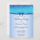 Snowflakes Blue Ribbon Holiday Uitnodiging (Voorkant)