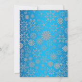 Snowflakes Blue Ribbon Holiday Uitnodiging (Achterkant)