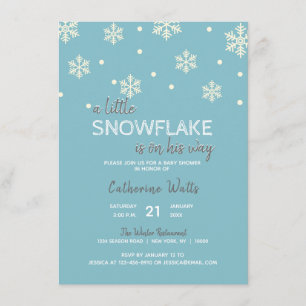 Snowflakes Blue Silver Grey BABY SHOWER   BOY Kaart
