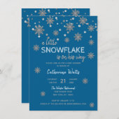 Snowflakes Blue Silver Grey BABY SHOWER | BOY Kaart (Voorkant / Achterkant)
