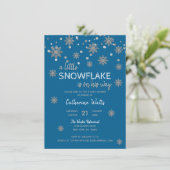 Snowflakes Blue Silver Grey BABY SHOWER | BOY Kaart (Staand voorkant)