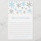 Snowflakes Blue & Silver Winter Baby shower Adviez (Voorkant)