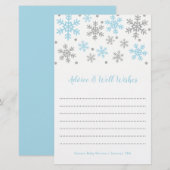 Snowflakes Blue & Silver Winter Baby shower Adviez (Voorkant / Achterkant)