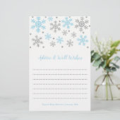 Snowflakes Blue & Silver Winter Baby shower Adviez (Staand voorkant)