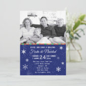 Snowflakes Blue Spain Fotokerstfeest Kaart (Staand voorkant)